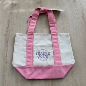 Trader Joe’s Mini Canvas Tote Bag- Pink Color NWT